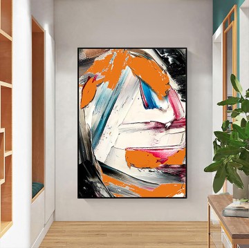  paleta Pintura - Impasto trazos abstractos naranja de Palette Knife wall art minimalismo